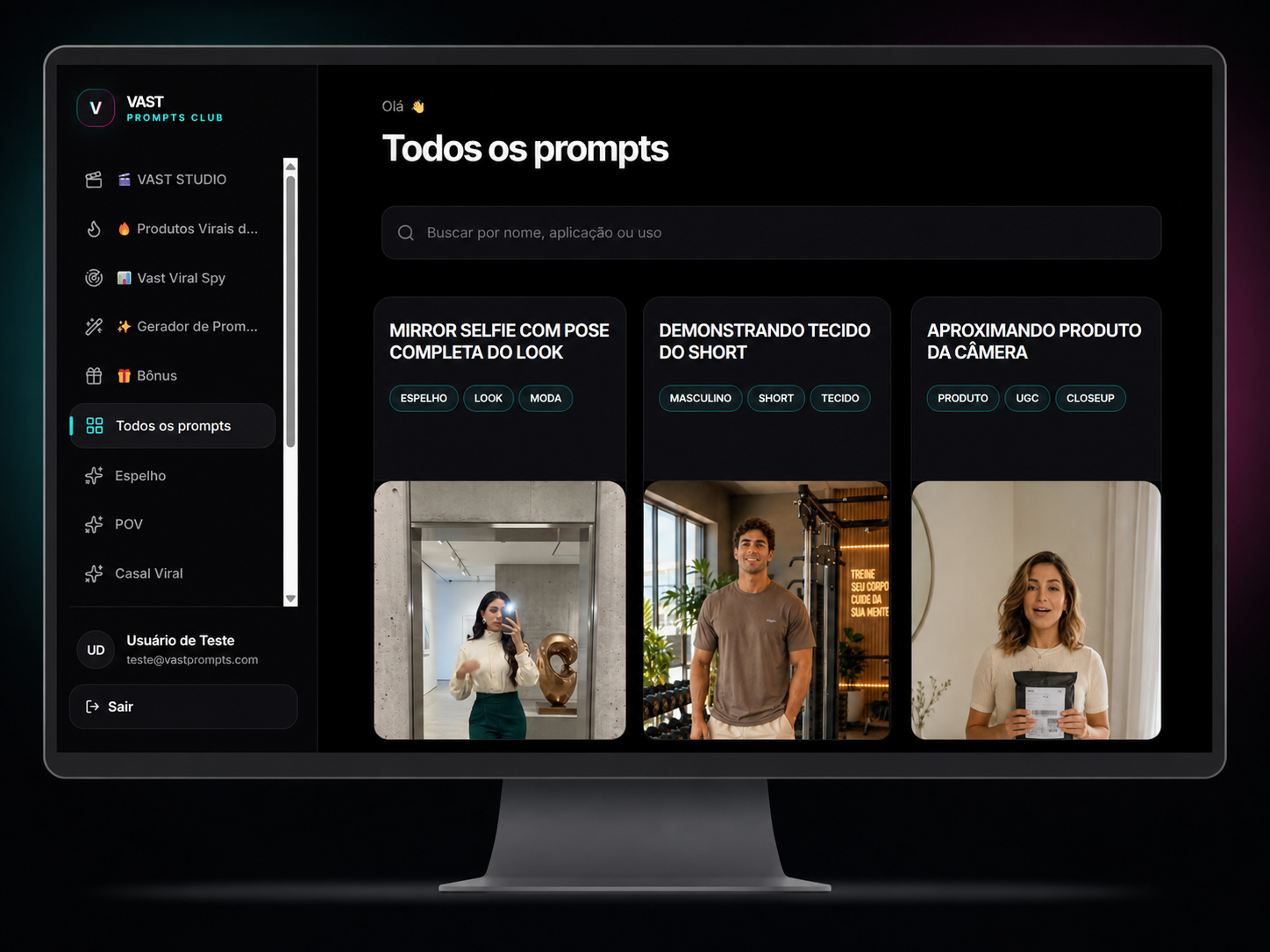 Tela Todos os prompts do Vast Prompt Club