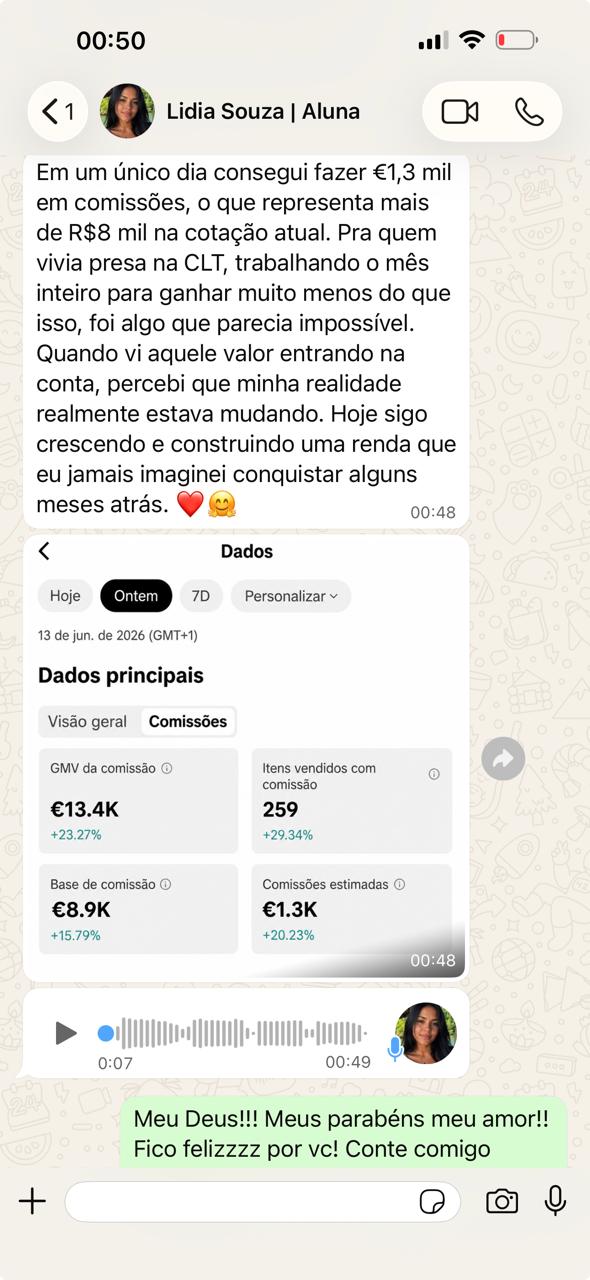 Depoimento de Lidia Souza com comissões em euro